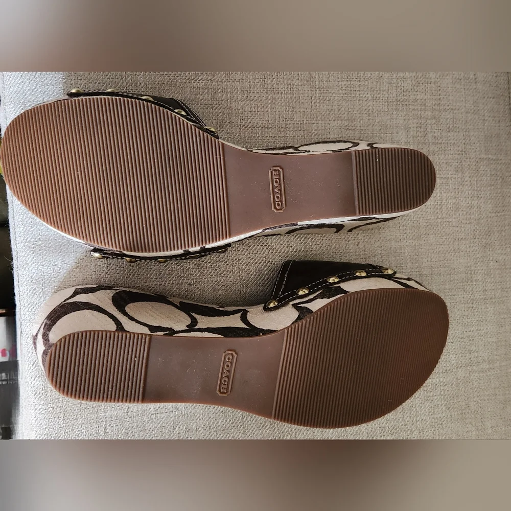 Coach Emilie Dark Brown and Cream Women's Sandals, Size 10 - Picture 2 of 5